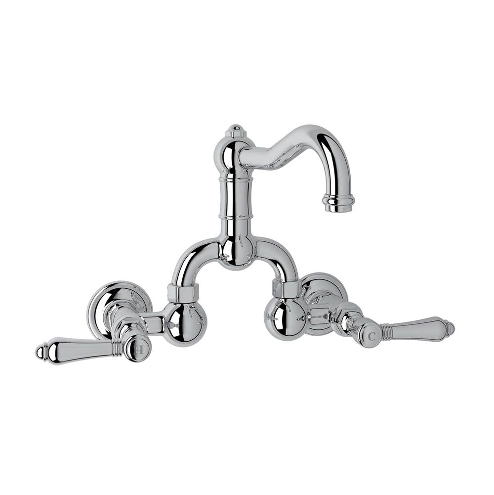 Rohl - Acqui Wall Mount Bridge Lavatory Faucet With Column Spout - Polished Chrome