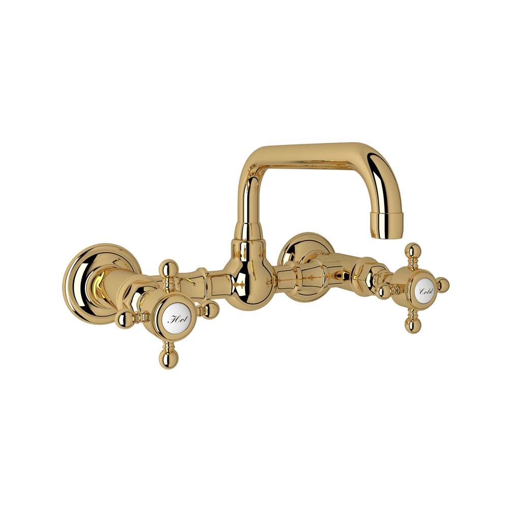 Rohl - Acqui Wall Mount Bridge Lavatory Faucet With U-Spout - Italian Brass