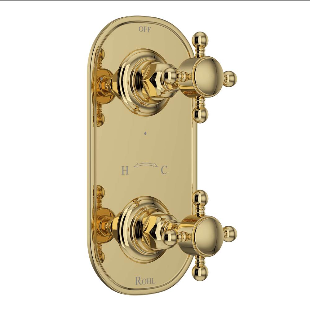 Rohl - 1/2'' Thermostatic Trim With Diverter - Unlacquered Brass