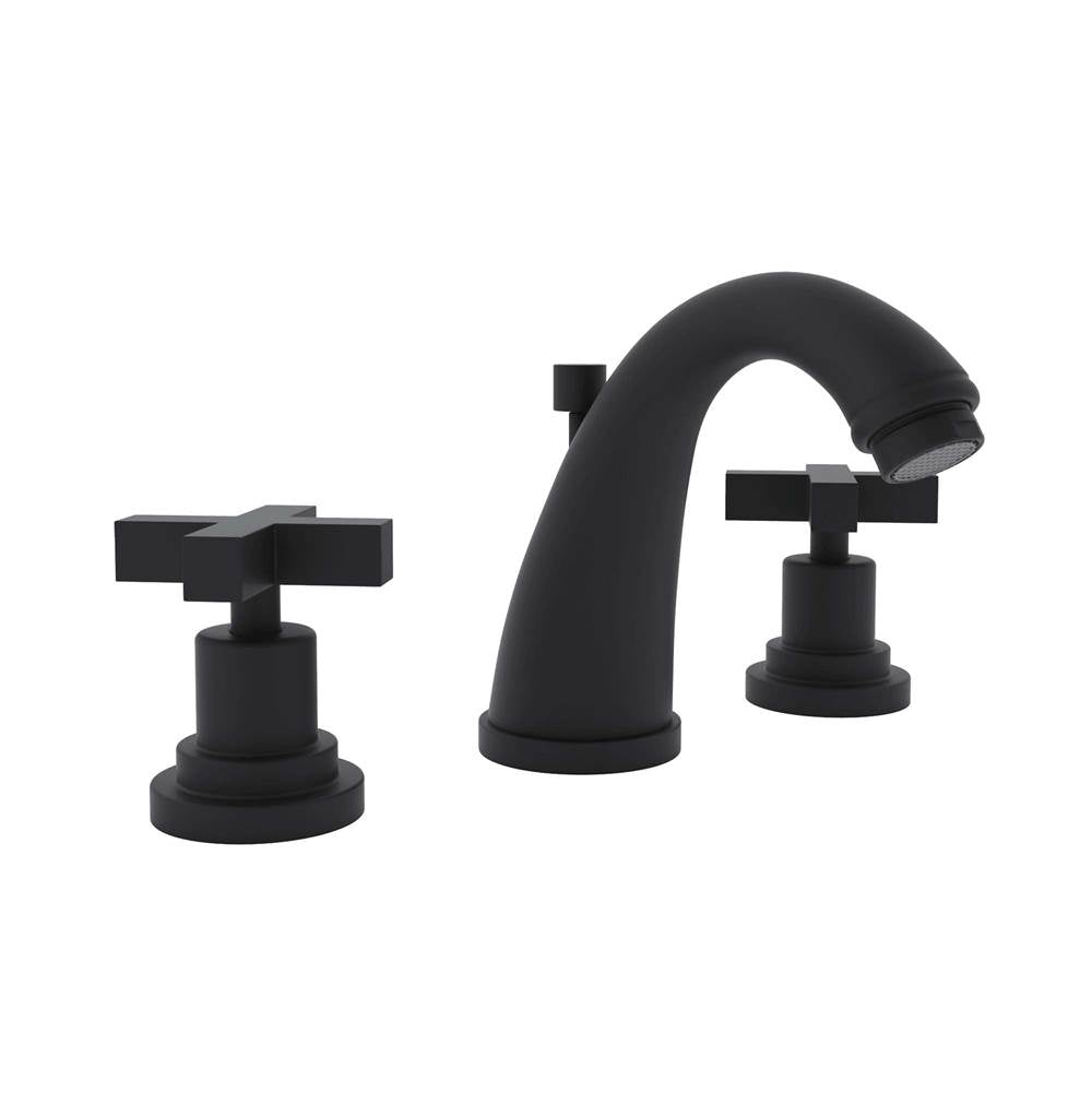 Rohl - Lombardia Widespread Lavatory Faucet With C-Spout - Matte Black