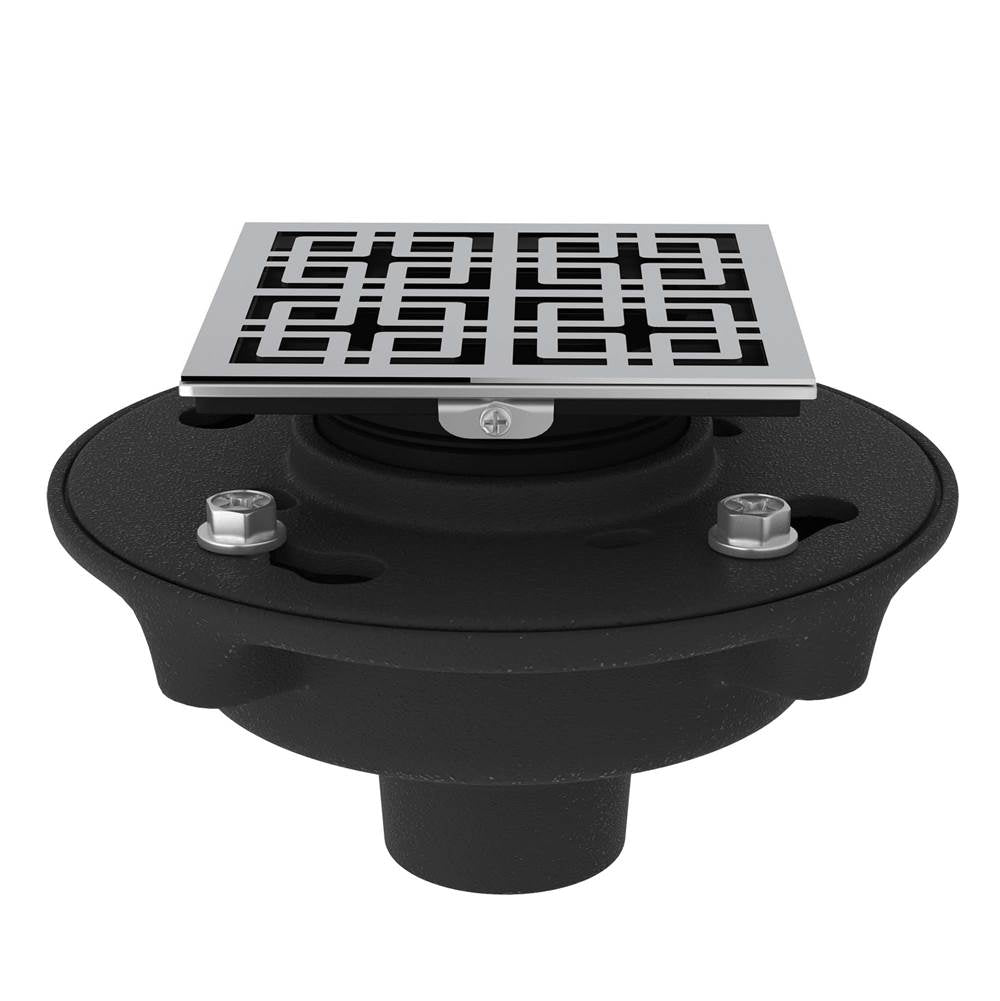 Rohl - Cast Iron 2'' No Hub Drain Kit With 3142 Weave Decorative Cover - Polished Chrome