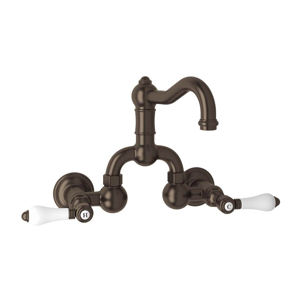 Rohl - Acqui Wall Mount Bridge Lavatory Faucet With Column Spout - Tuscan Brass