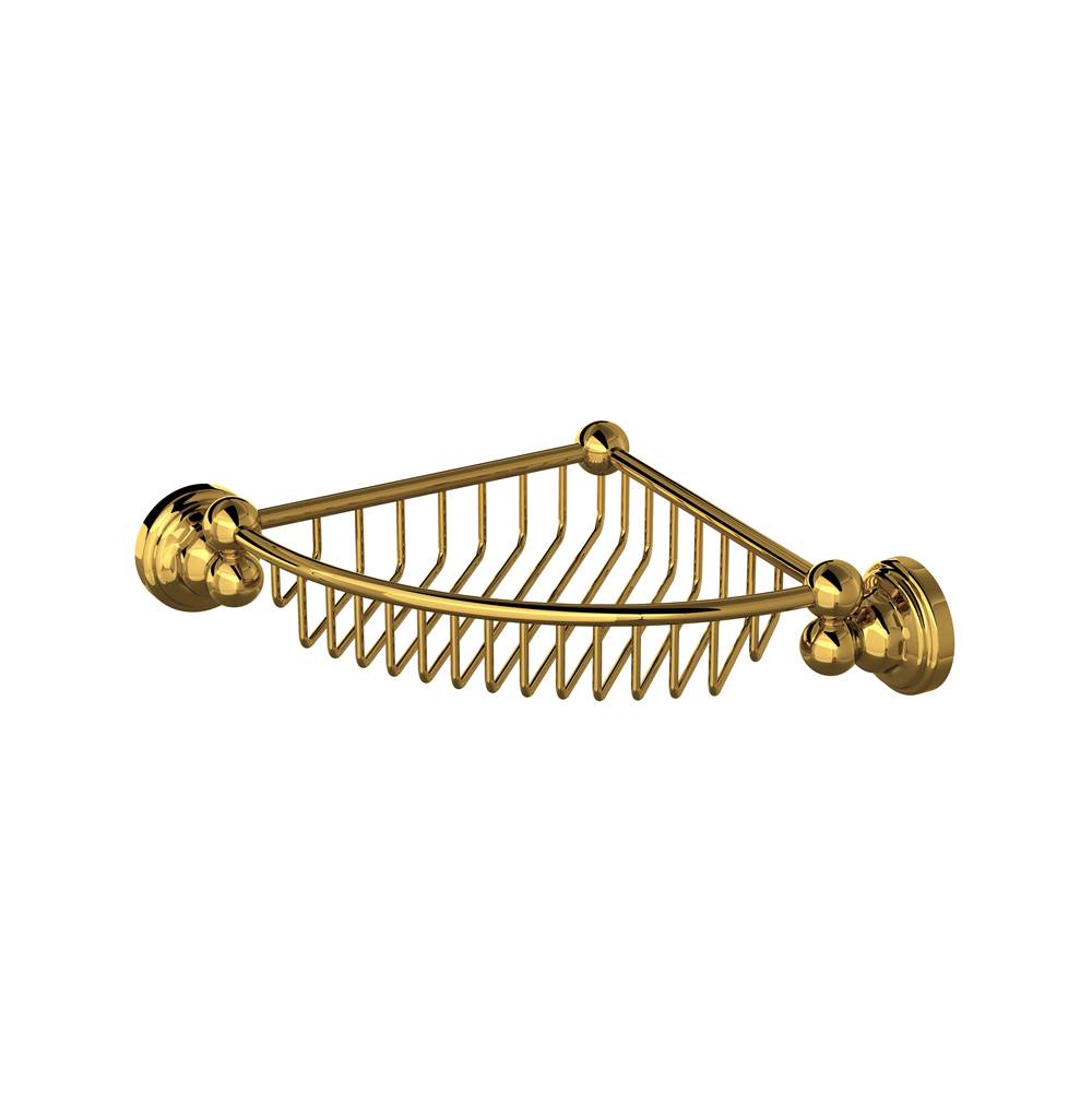 Rohl - EdwardianE Wall Mount Corner Basket - Unlacquered Brass