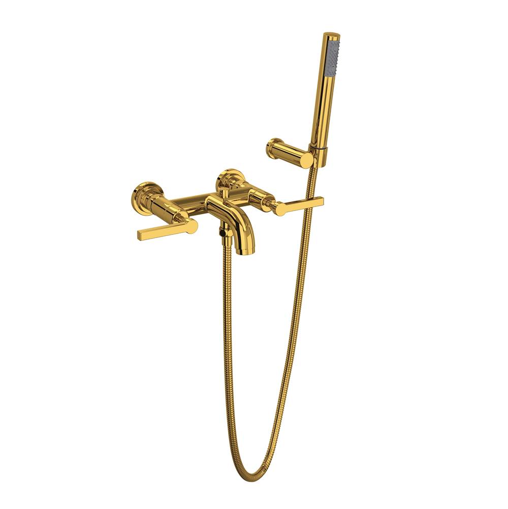 Rohl - Lombardia Exposed Wall Mount Tub Filler - Unlacquered Brass