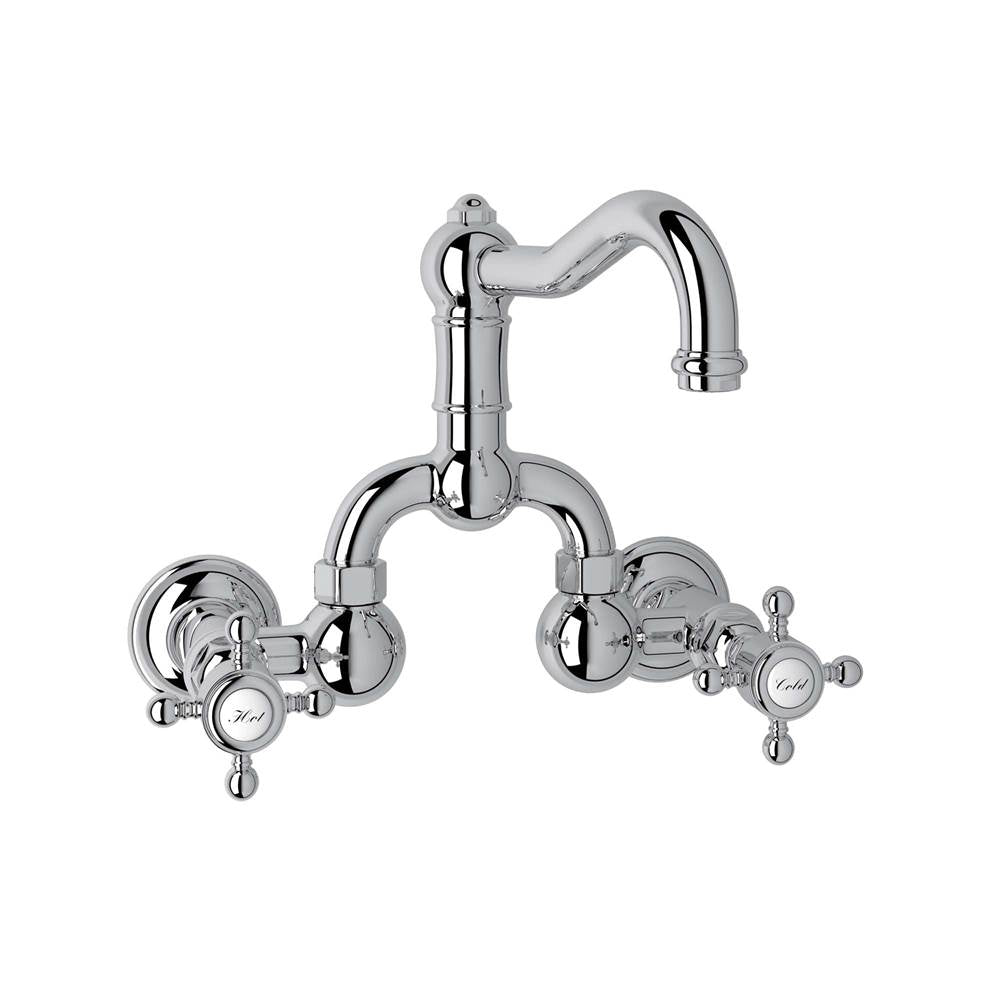Rohl - Acqui Wall Mount Bridge Lavatory Faucet With Column Spout - Polished Chrome
