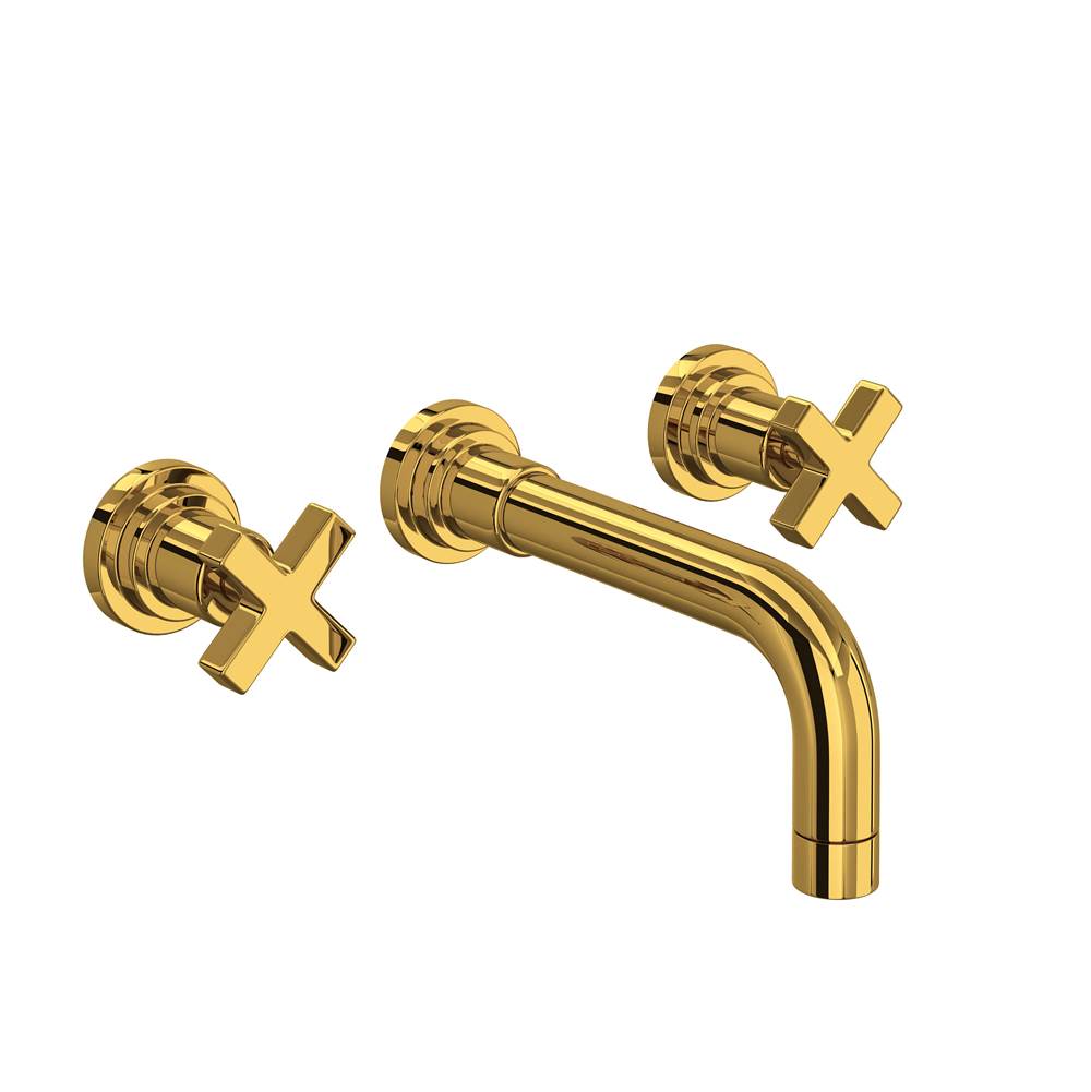 Rohl - Lombardia Wall Mount Lavatory Faucet Trim - Unlacquered Brass
