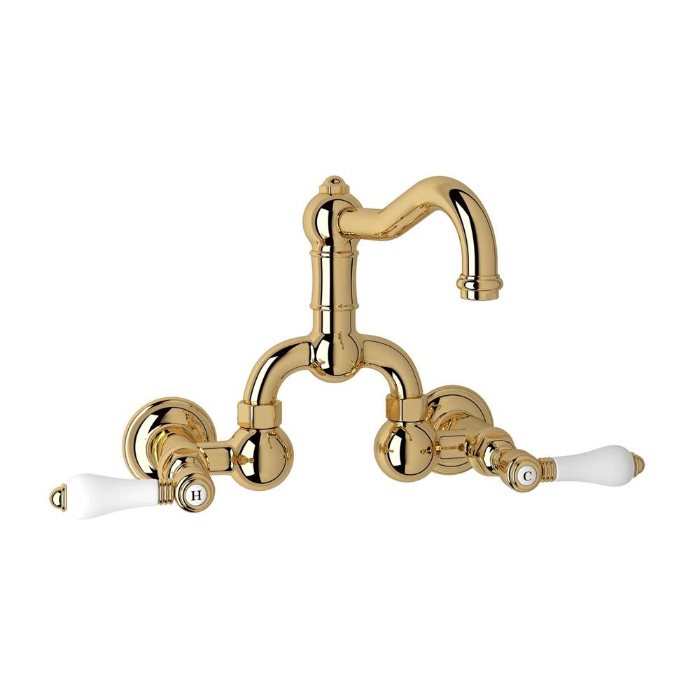Rohl - Acqui Wall Mount Bridge Lavatory Faucet With Column Spout - Italian Brass