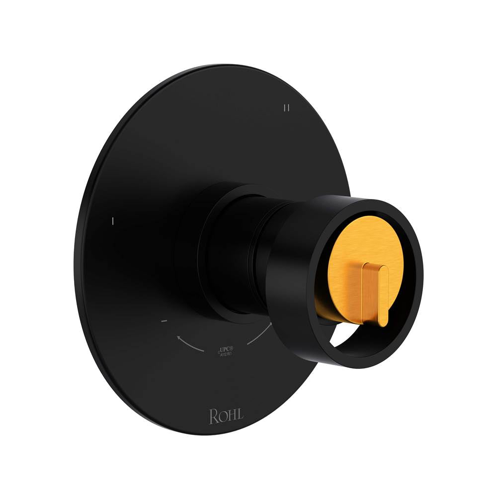 Rohl - EclissiE 1/2'' Therm & Pressure Balance Trim With 3 Functions - Matte Black With Satin Gold