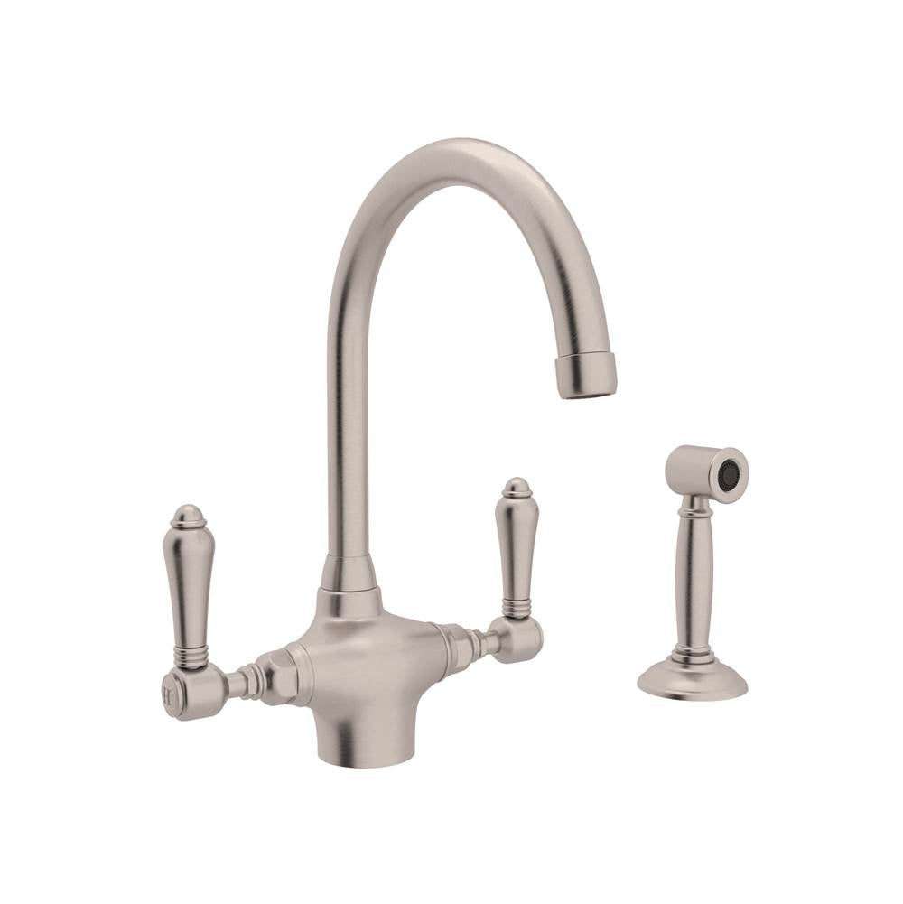 Rohl - San Julio Two Handle Kitchen Faucet With Side Spray - Satin Nickel