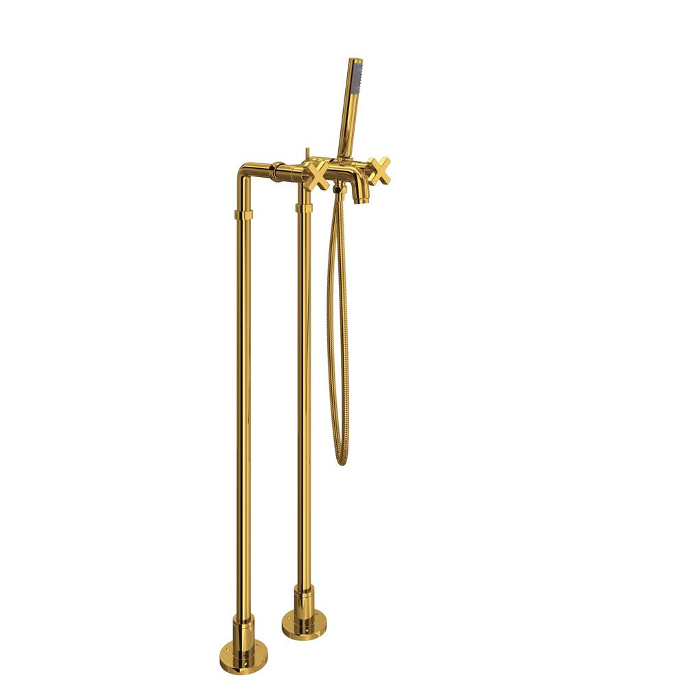 Rohl - Lombardia Floor Mount Tub Filler - Unlacquered Brass