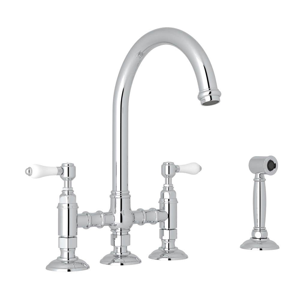 Rohl - San Julio Bridge Kitchen Faucet With Side Spray - Polished Chrome