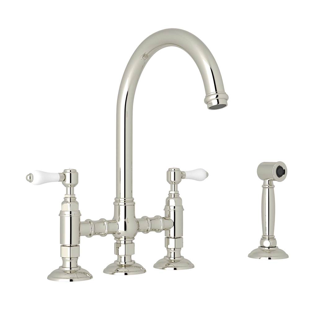Rohl - San Julio Bridge Kitchen Faucet With Side Spray - Polished Nickel