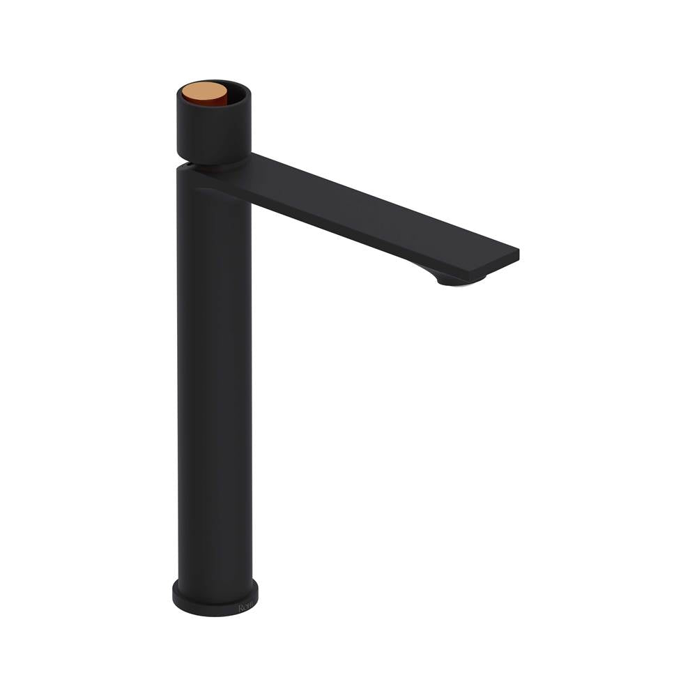 Rohl - EclissiE Single Handle Tall Lavatory Faucet - Matte Black With Satin Gold