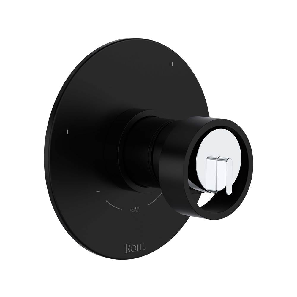 Rohl - EclissiE 1/2'' Therm & Pressure Balance Trim With 3 Functions - Matte Black With Polished Chrome