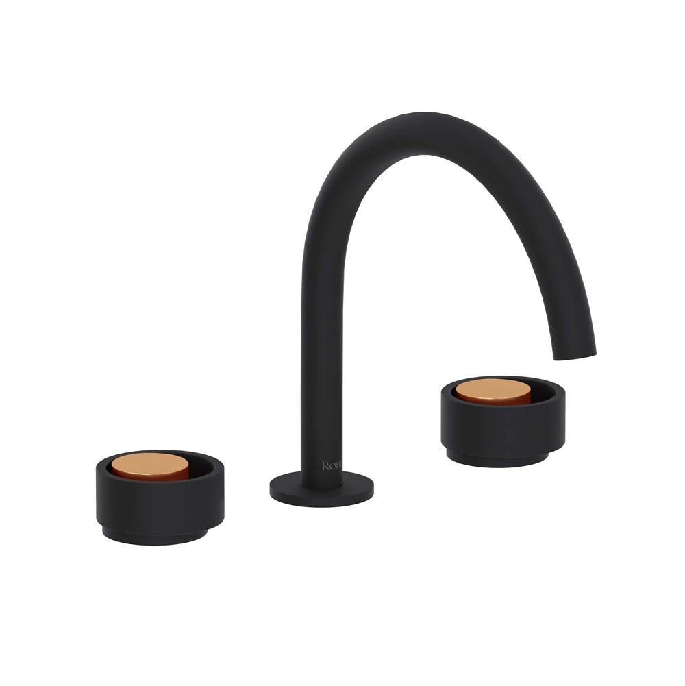 Rohl - EclissiE Widespread Lavatory Faucet With C-Spout - Matte Black With Satin Gold