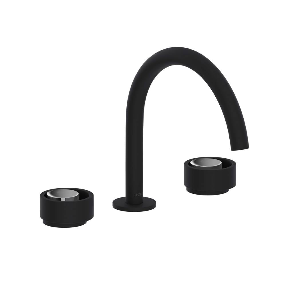 Rohl - EclissiE Widespread Lavatory Faucet With C-Spout - Matte Black With Polished Chrome