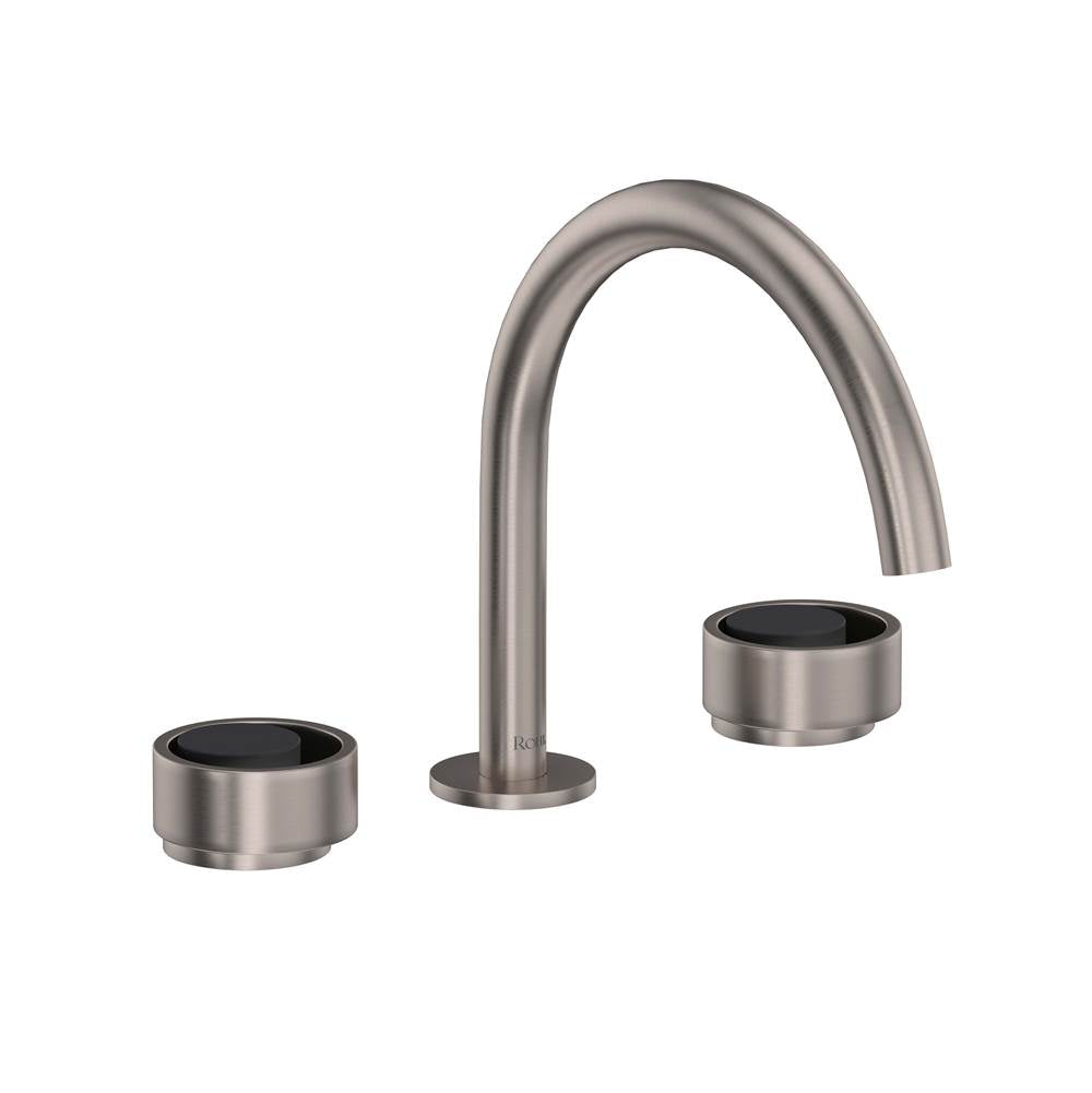 Rohl - EclissiE Widespread Lavatory Faucet With C-Spout - Satin Nickel With Matte Black
