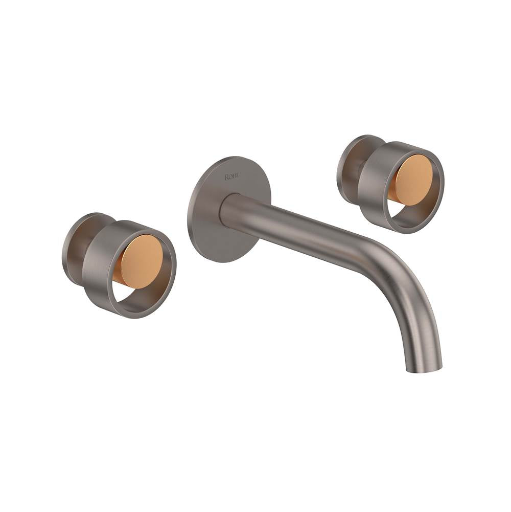 Rohl - EclissiE Wall Mount Lavatory Faucet Trim With C-Spout - Satin Nickel With Satin Gold