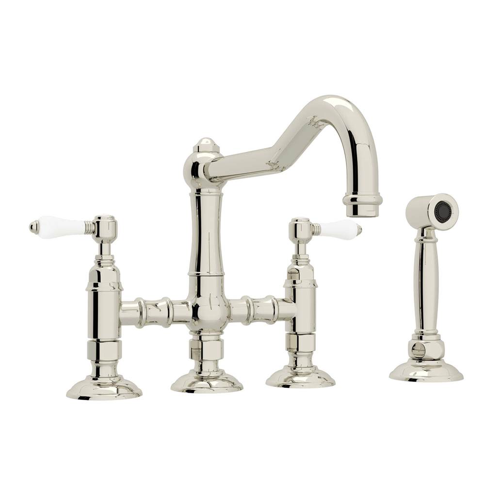 Rohl - Acqui Bridge Kitchen Faucet With Side Spray - Polished Nickel