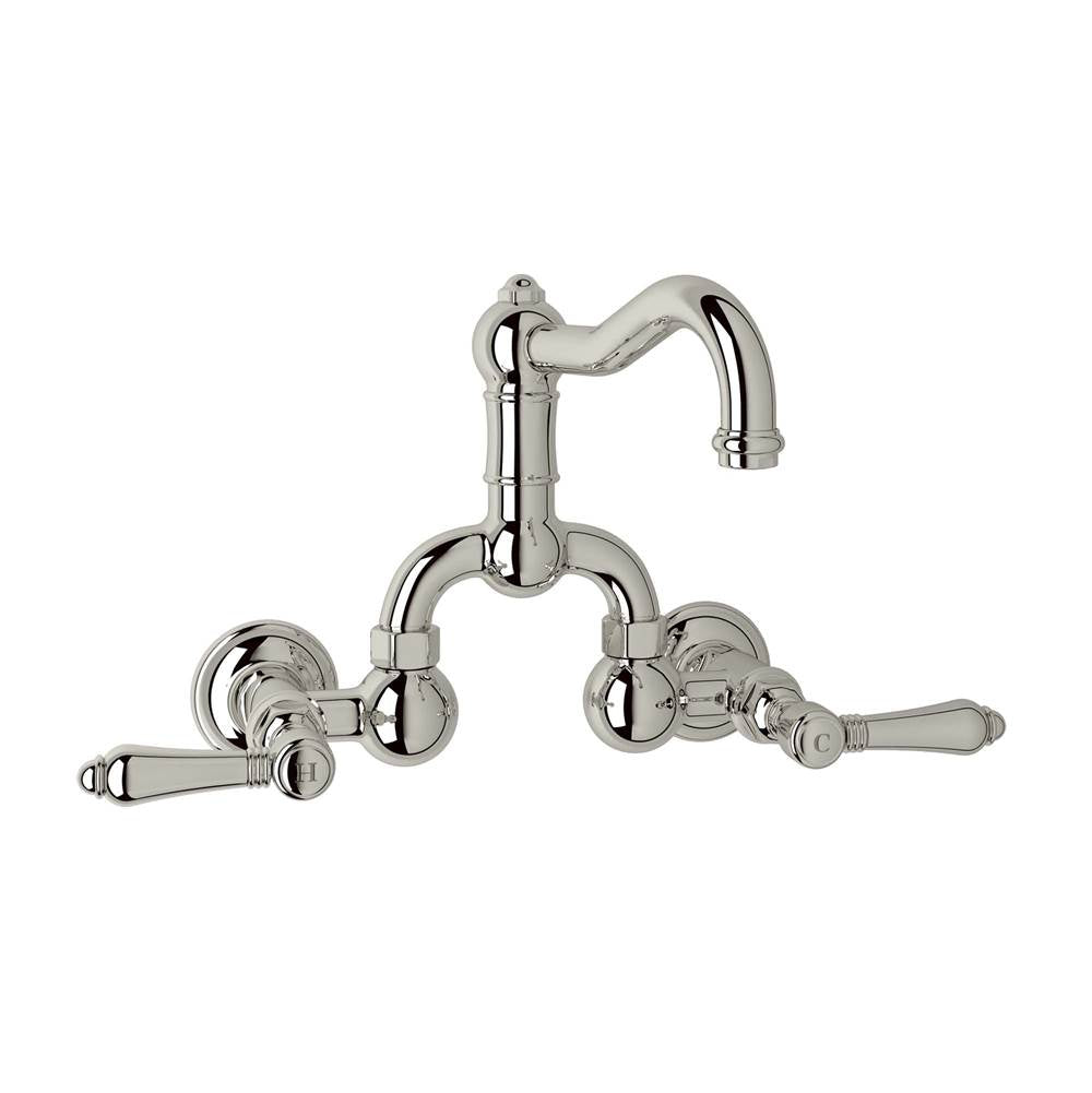 Rohl - Acqui Wall Mount Bridge Lavatory Faucet With Column Spout - Polished Nickel