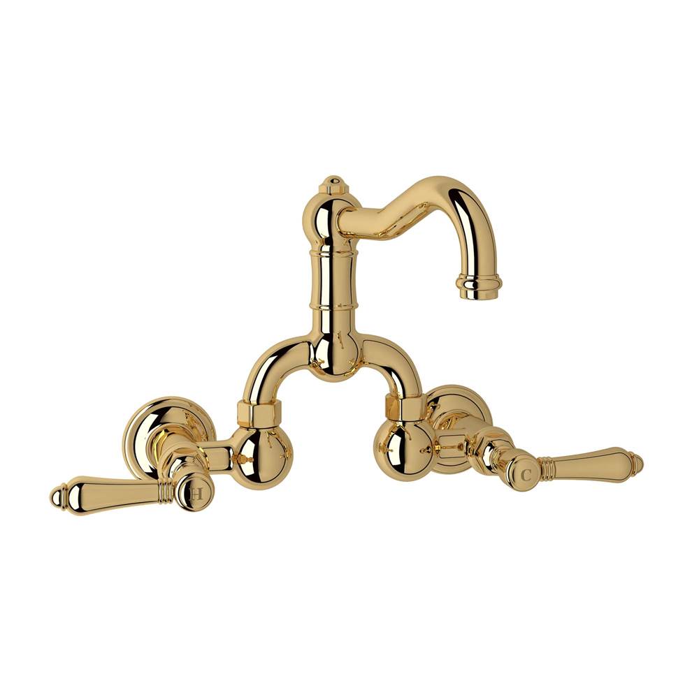 Rohl - Acqui Wall Mount Bridge Lavatory Faucet With Column Spout - Italian Brass