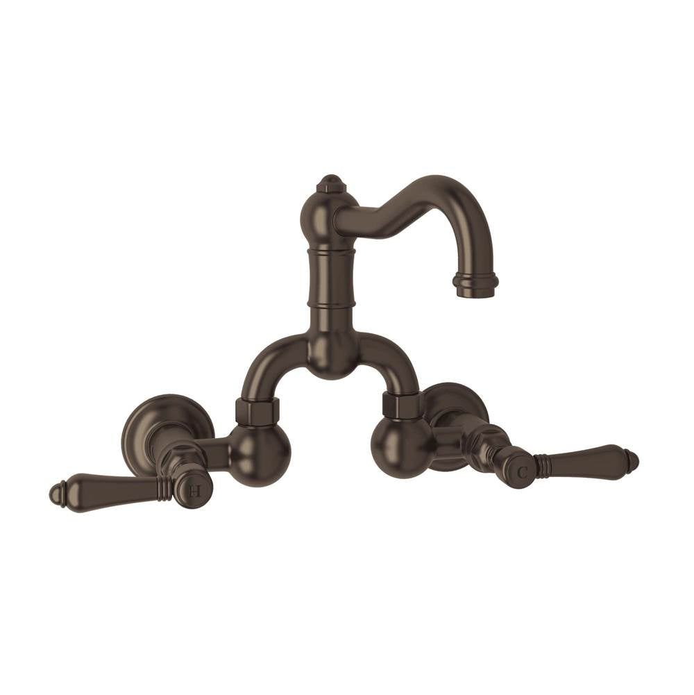 Rohl - Acqui Wall Mount Bridge Lavatory Faucet With Column Spout - Tuscan Brass