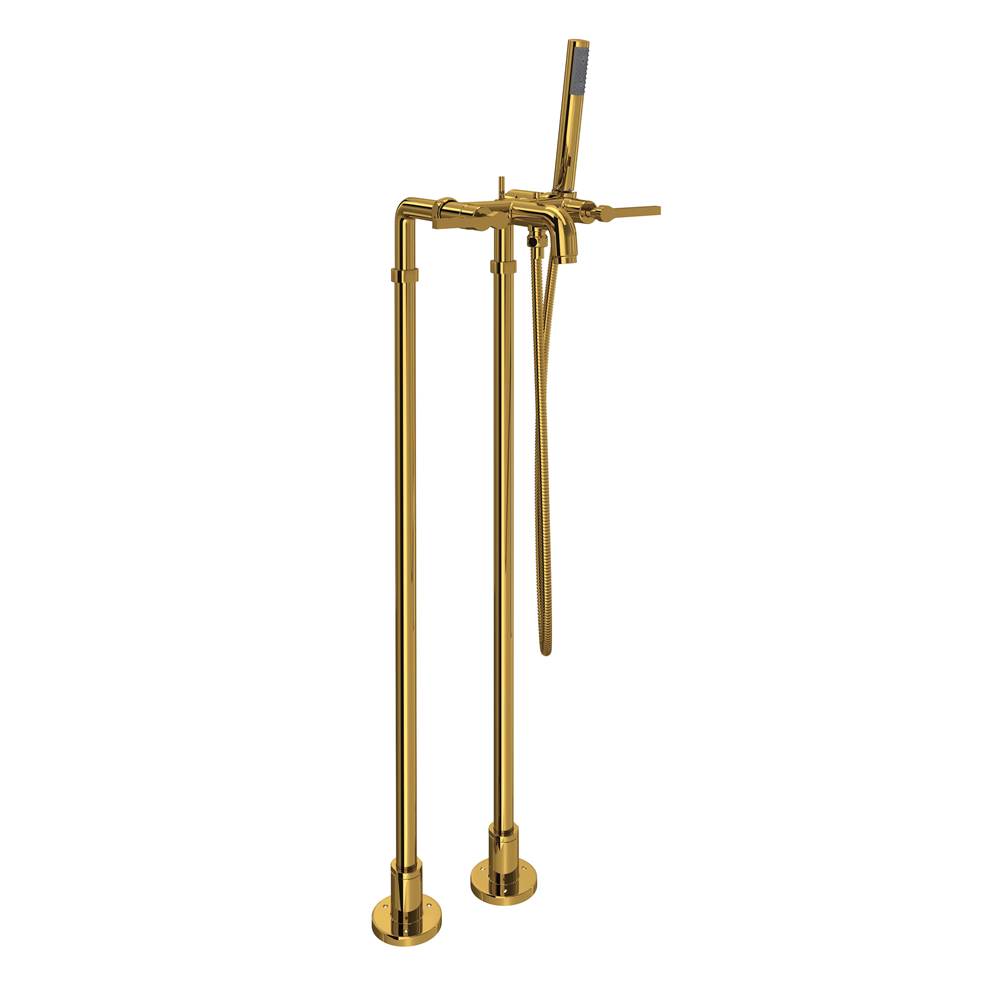 Rohl - Lombardia Floor Mount Tub Filler - Unlacquered Brass