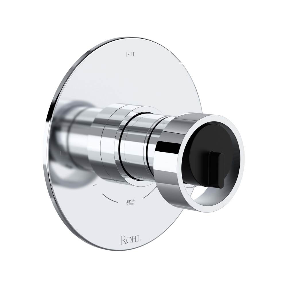 Rohl - EclissiE 1/2'' Therm & Pressure Balance Trim With 3 Functions - Polished Chrome With Matte Black