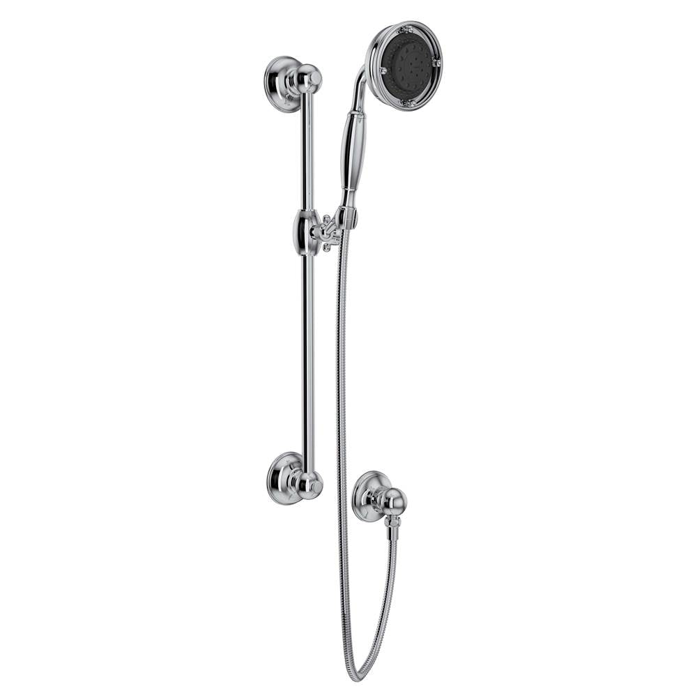 Rohl - Handshower Set With 22'' Slide Bar and 3-Function Handshower - Polished Chrome