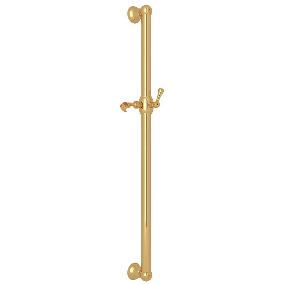 Rohl - 36'' Grab Bar With Sliding Handshower Holder - Italian Brass