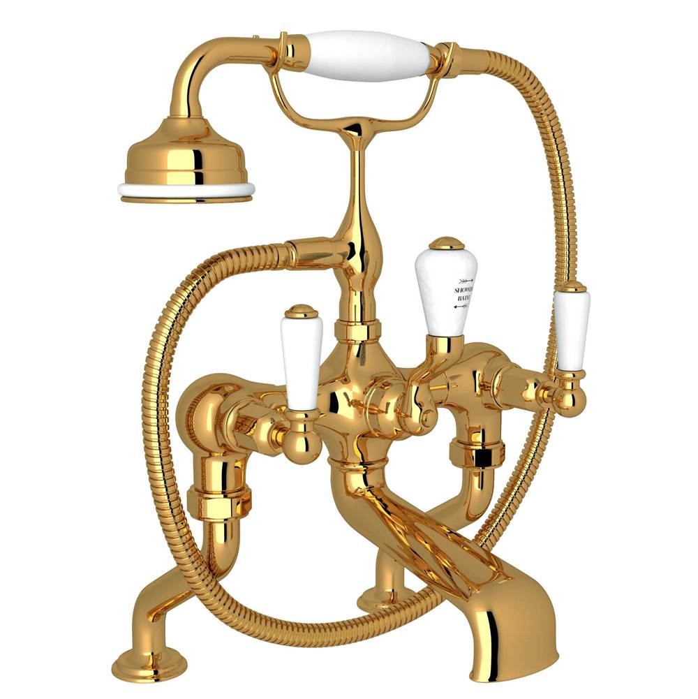 Rohl - Traditional Exposed Wall Mount Tub Filler - Unlacquered Brass