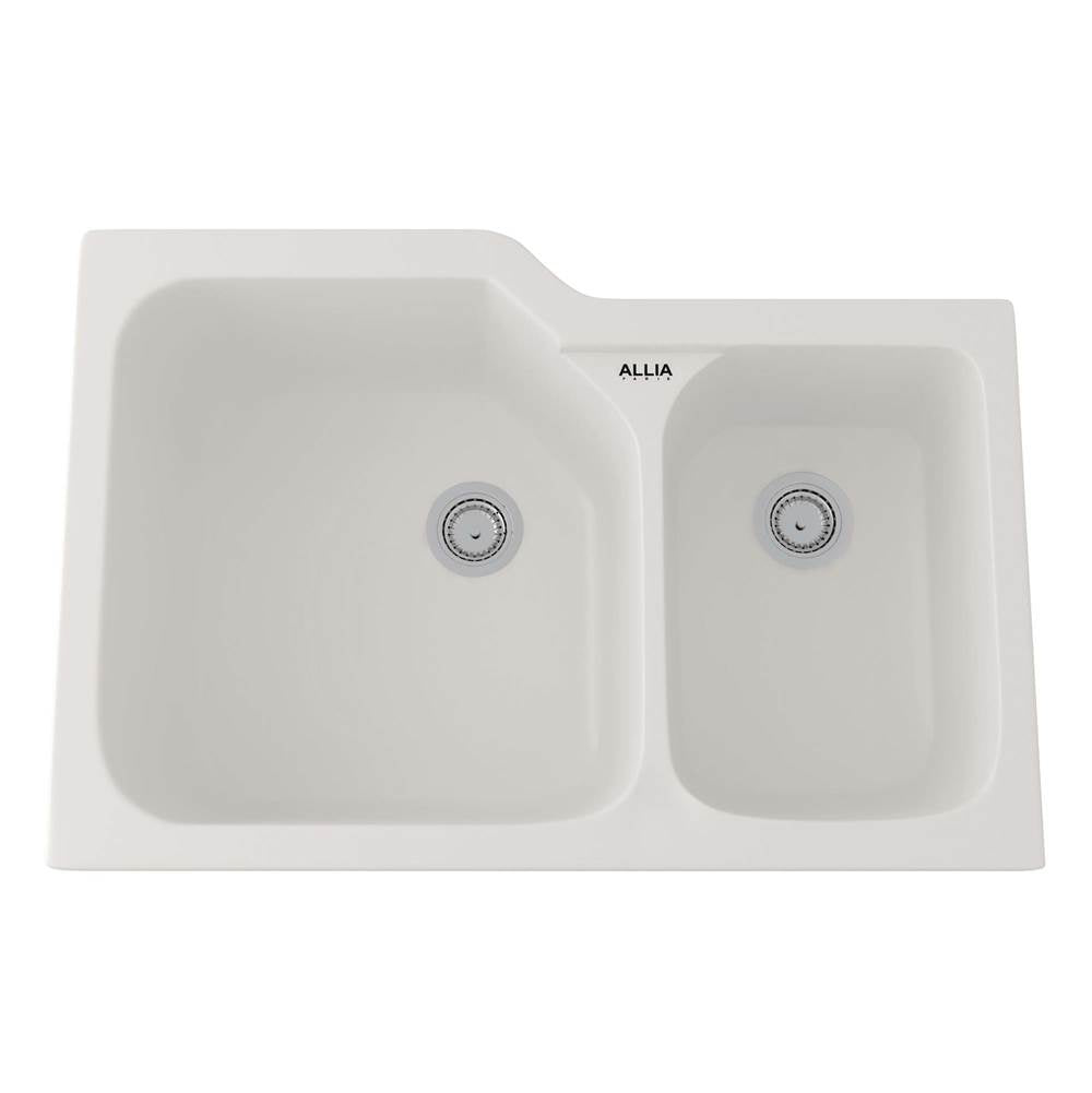 Rohl - AlliaE 33'' Fireclay 2 Bowl Undermount Kitchen Sink - Pergame