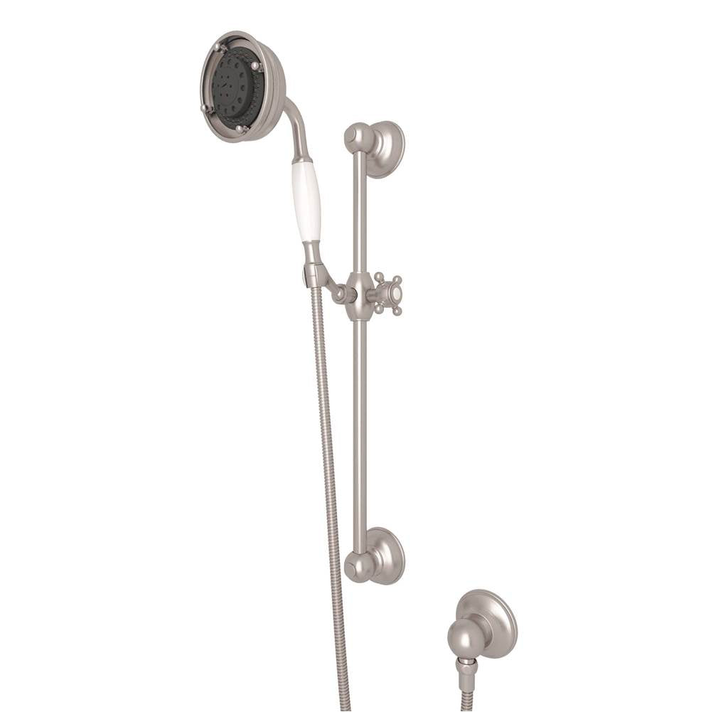 Rohl - Handshower Set With 22'' Slide Bar and 3-Function Handshower - Satin Nickel
