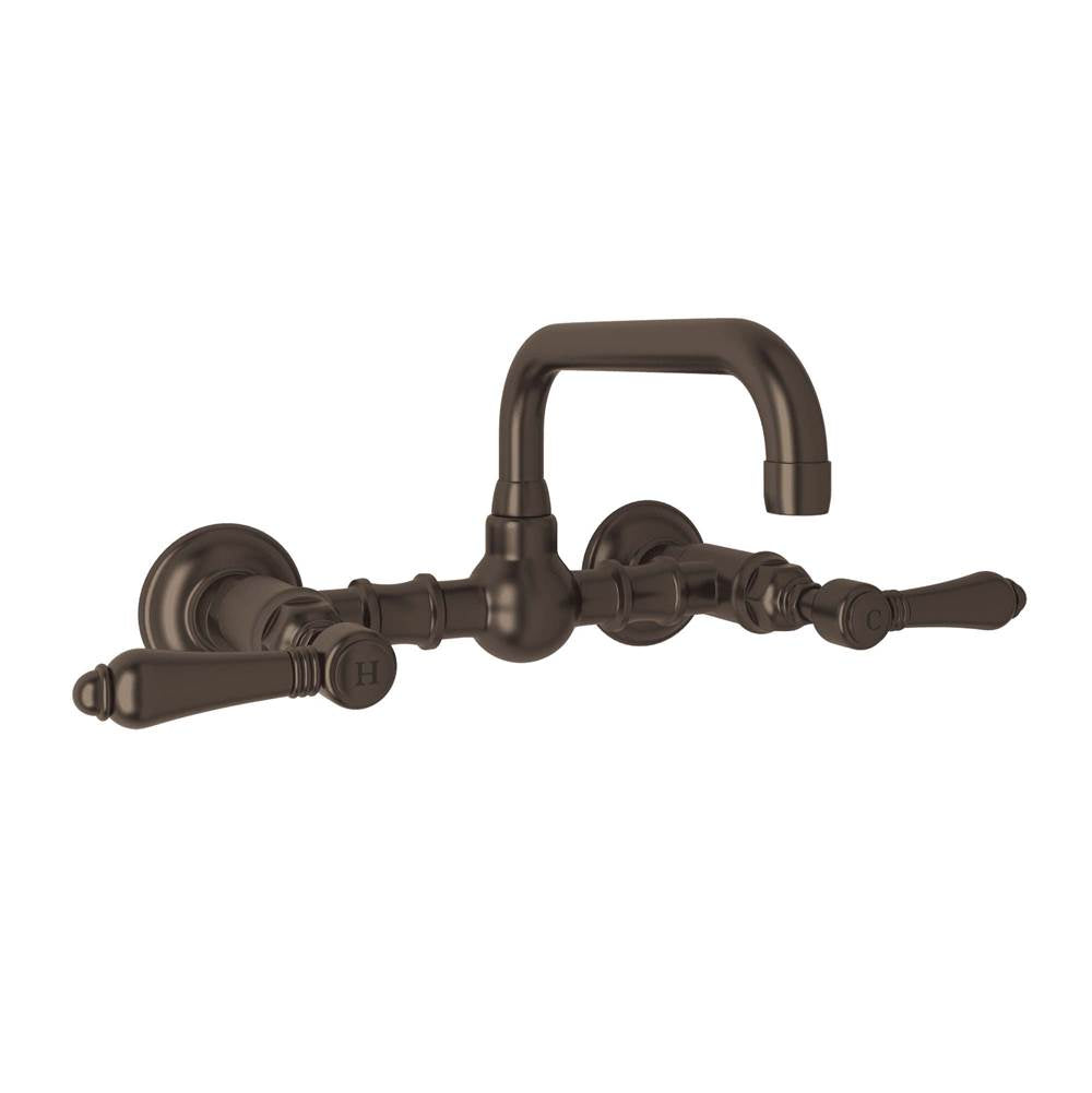 Rohl - Acqui Wall Mount Bridge Lavatory Faucet With U-Spout - Tuscan Brass