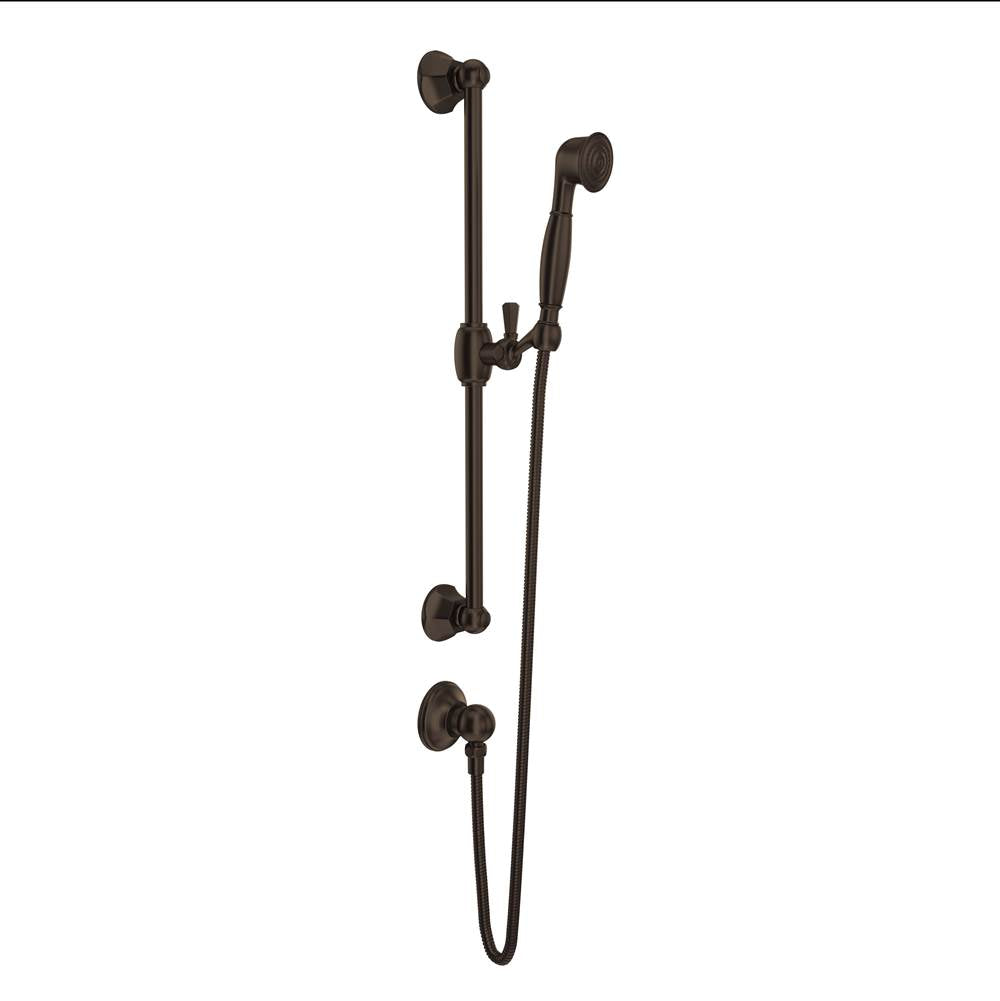 Rohl - Handshower Set With 24'' Slide Bar and Single Function Handshower - Tuscan Brass