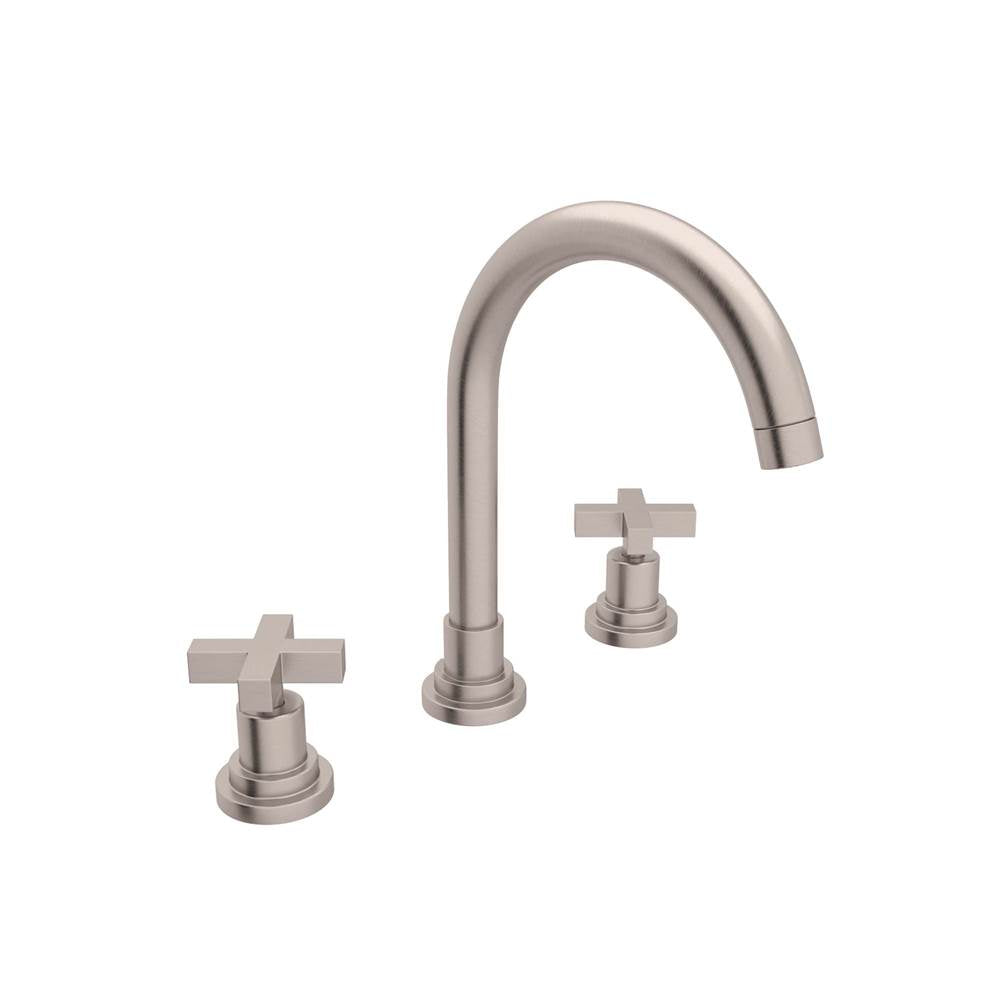 Rohl - Lombardia Widespread Lavatory Faucet With C-Spout - Satin Nickel