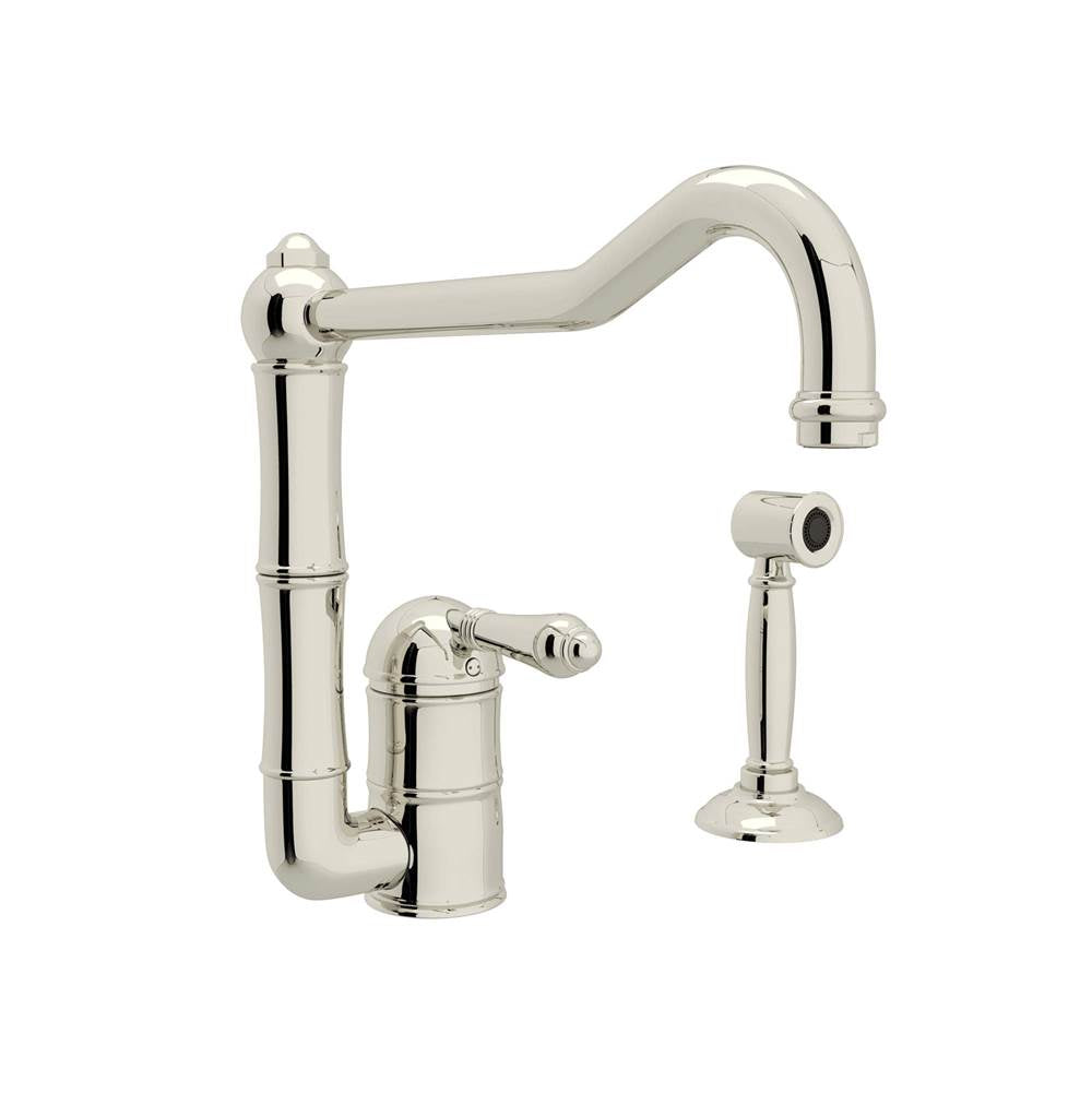 Rohl - Acqui Extended Spout Kitchen Faucet With Side Spray - Polished Nickel