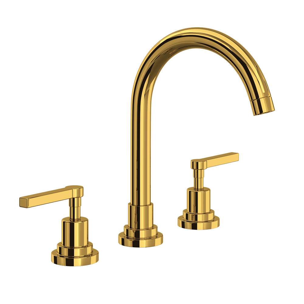 Rohl - Lombardia Widespread Lavatory Faucet With C-Spout - Unlacquered Brass