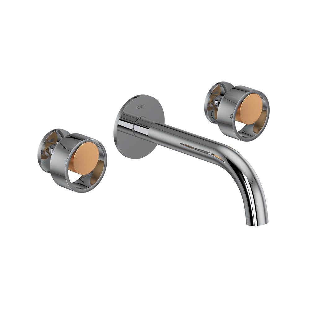 Rohl - EclissiE Wall Mount Lavatory Faucet Trim With C-Spout - Polished Chrome With Satin Gold