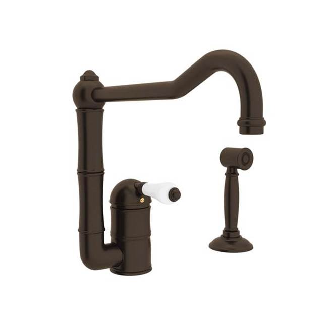 Rohl - Acqui Extended Spout Kitchen Faucet With Side Spray - Tuscan Brass