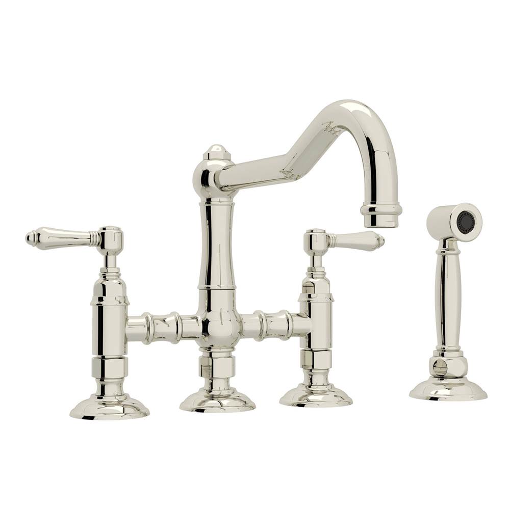 Rohl - Acqui Bridge Kitchen Faucet With Side Spray - Polished Nickel