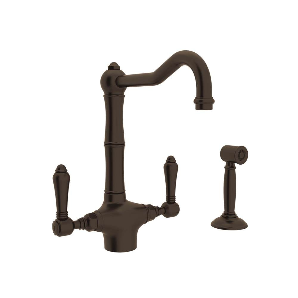 Rohl - Acqui Two Handle Kitchen Faucet With Side Spray - Tuscan Brass