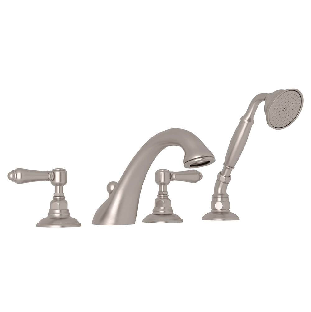 Rohl - Acqui 4-Hole Deck Mount Tub Filler - Satin Nickel