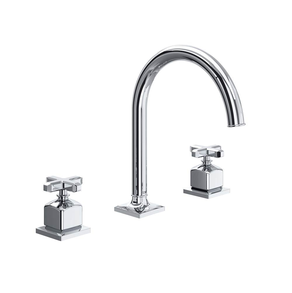 Rohl - ApothecaryE Widespread Lavatory Faucet With C-Spout - Polished Chrome