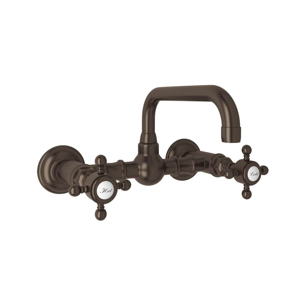 Rohl - Acqui Wall Mount Bridge Lavatory Faucet With U-Spout - Tuscan Brass