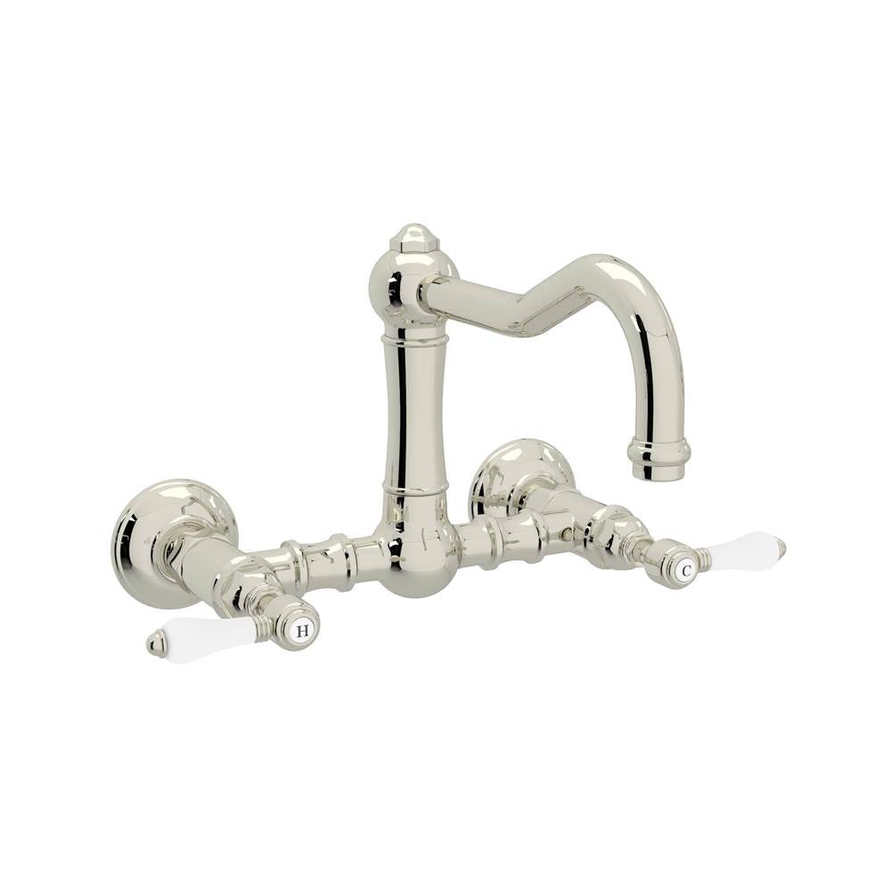 Rohl - Acqui Wall Mount Bridge Kitchen Faucet With Column Spout - Polished Nickel
