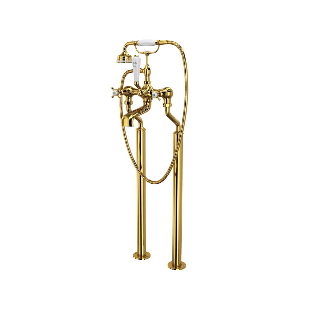 Rohl - Traditional Floor Mount Tub Filler - Unlacquered Brass