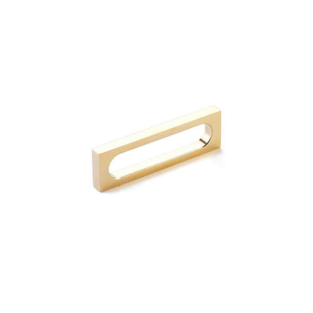 Schaub And Company - Pull, Modern Oval Slot, Unlacquered Brass, 3-1/2'' cc - Unlacquered Brass