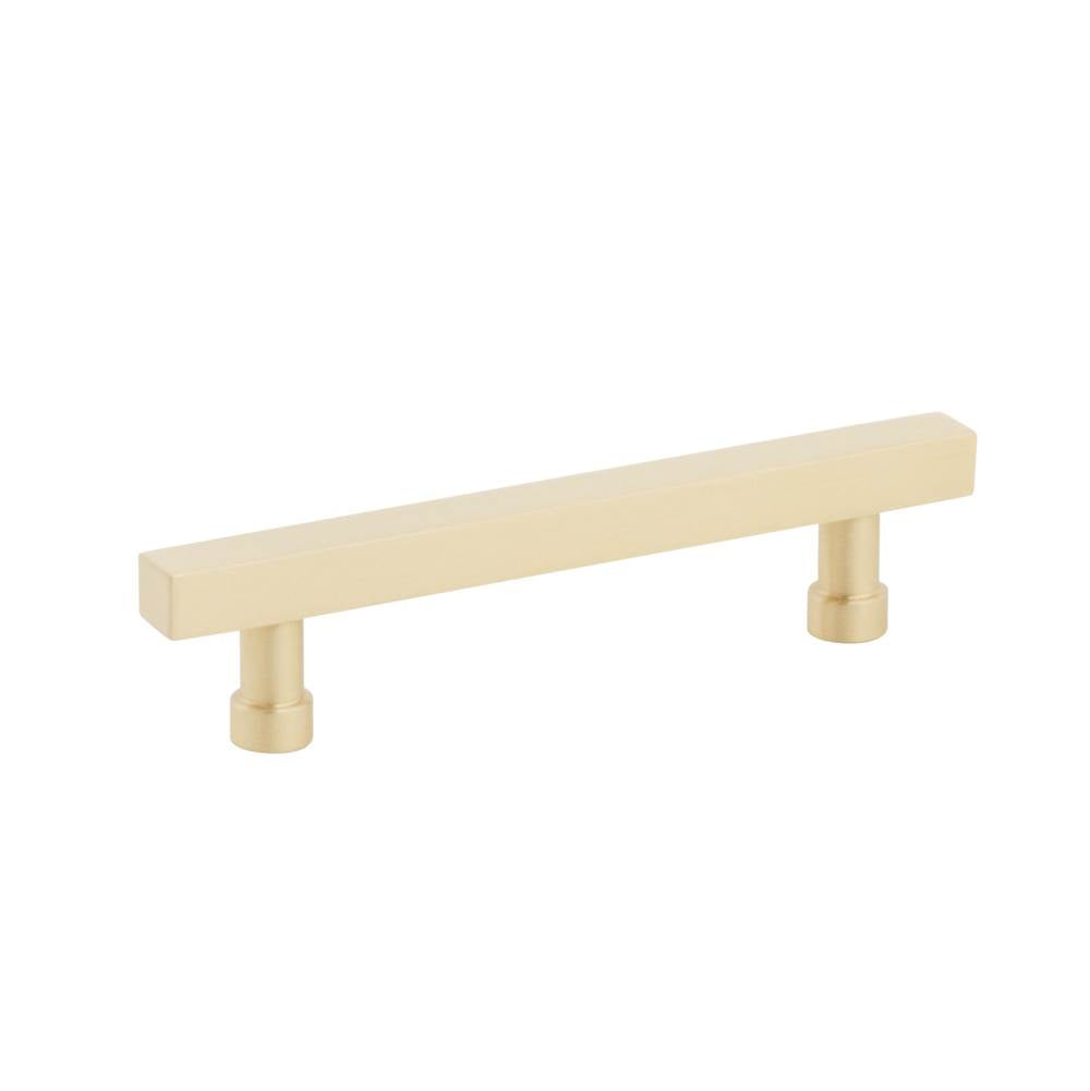 Schaub And Company - NOHO, Cabinet Pull, Square, 4'' cc, Satin Brass - Satin Brass
