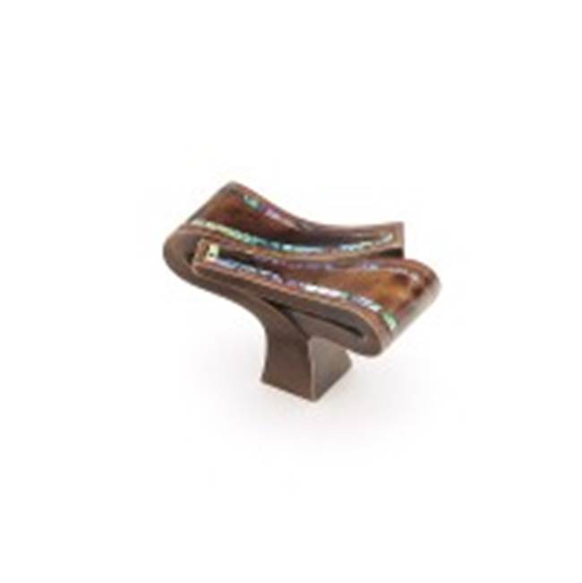 Schaub And Company - Avalon Bay,Knob,Folded Rectangle,Penshell And Imperial Shell Inlaid On Solid Brass,Dark Antique Bronze Finish - Tiger Penshell